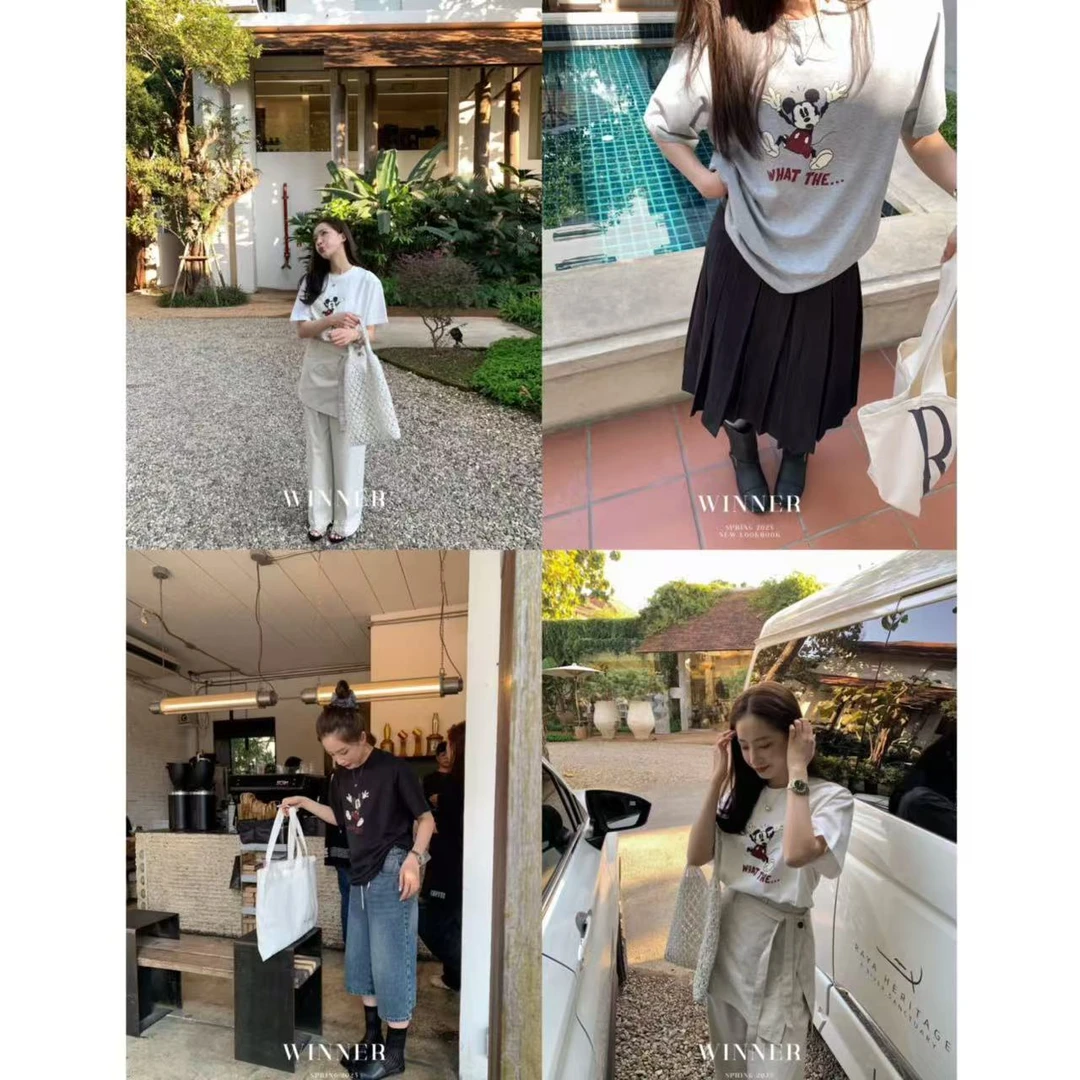 韩系卡通图案宽松短袖T恤6665 衣长68