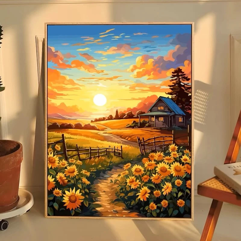 钻石画向日葵风景满钻2025新款客厅卧室治愈系手工diy点贴5d裱框