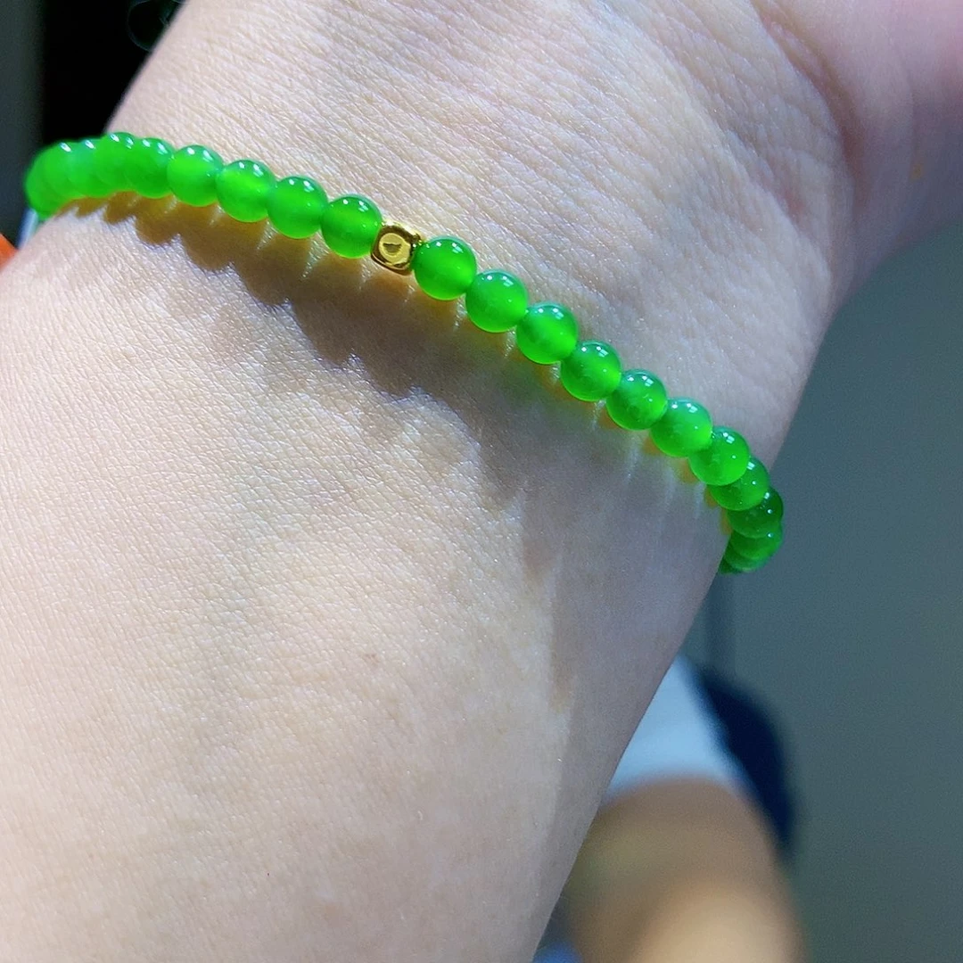 手链足金镶嵌和田玉（碧玉）卡4