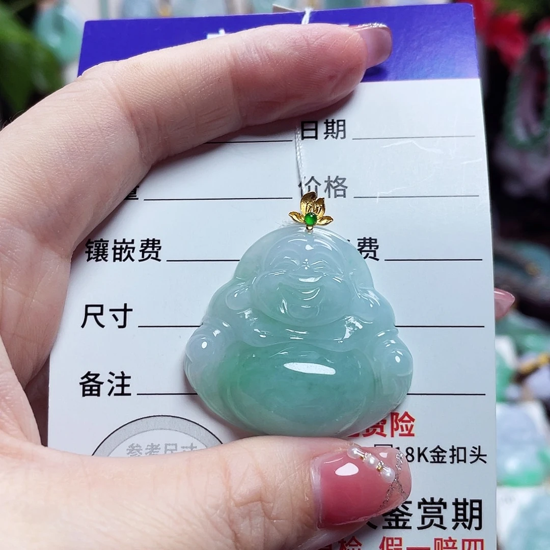 翡翠18K金镶嵌颈饰佛公17