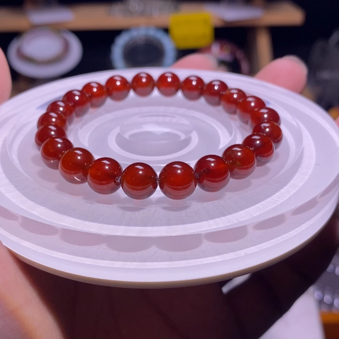 水晶手串未镶嵌20 金沙橙红石榴石 8+