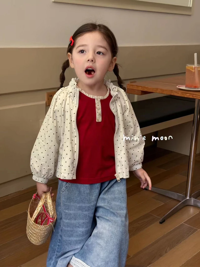 女童白色波点百搭外套（XYL-1031-春秋）