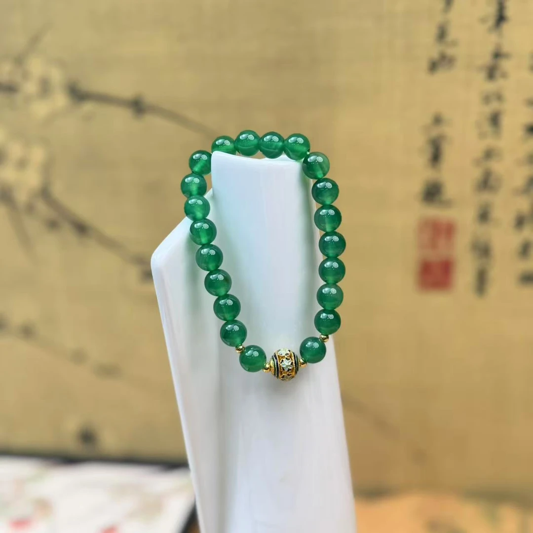 DM-1105-0.8单圈绿玛瑙法兰配饰手链