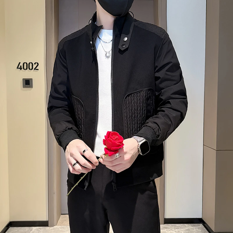 外套男款春秋季2025新款爆款拼接高级感痞帅潮牌男装外衣立领夹克