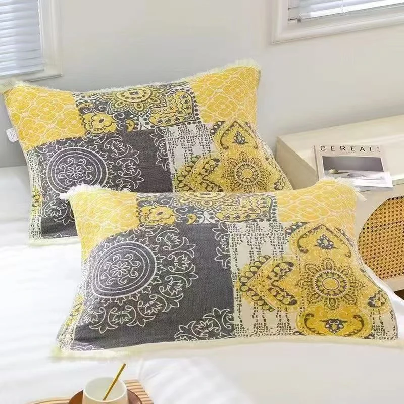 【威廉花园】52*78cm 新款纯棉流苏纱布枕巾一对装