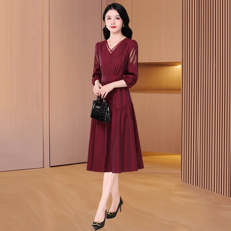 【可蓓儿】红色轻奢小众女装连衣裙2025新款春喜婆婆喜妈妈结妈妈装