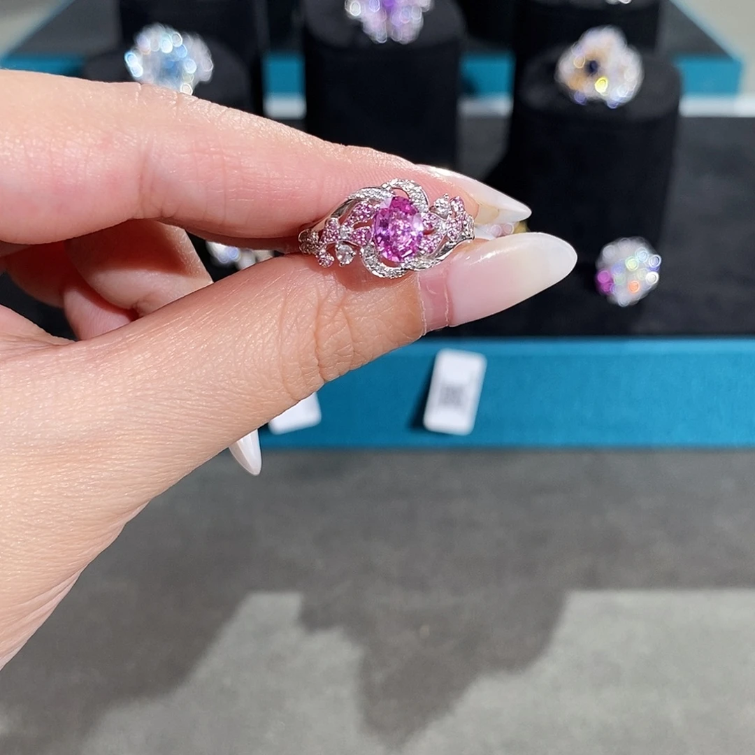 蓝宝石戒指18K金镶嵌1.135ct无烧帕帕拉恰