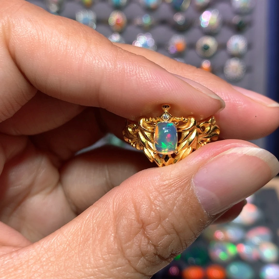 欧泊戒指款式银S925镶嵌