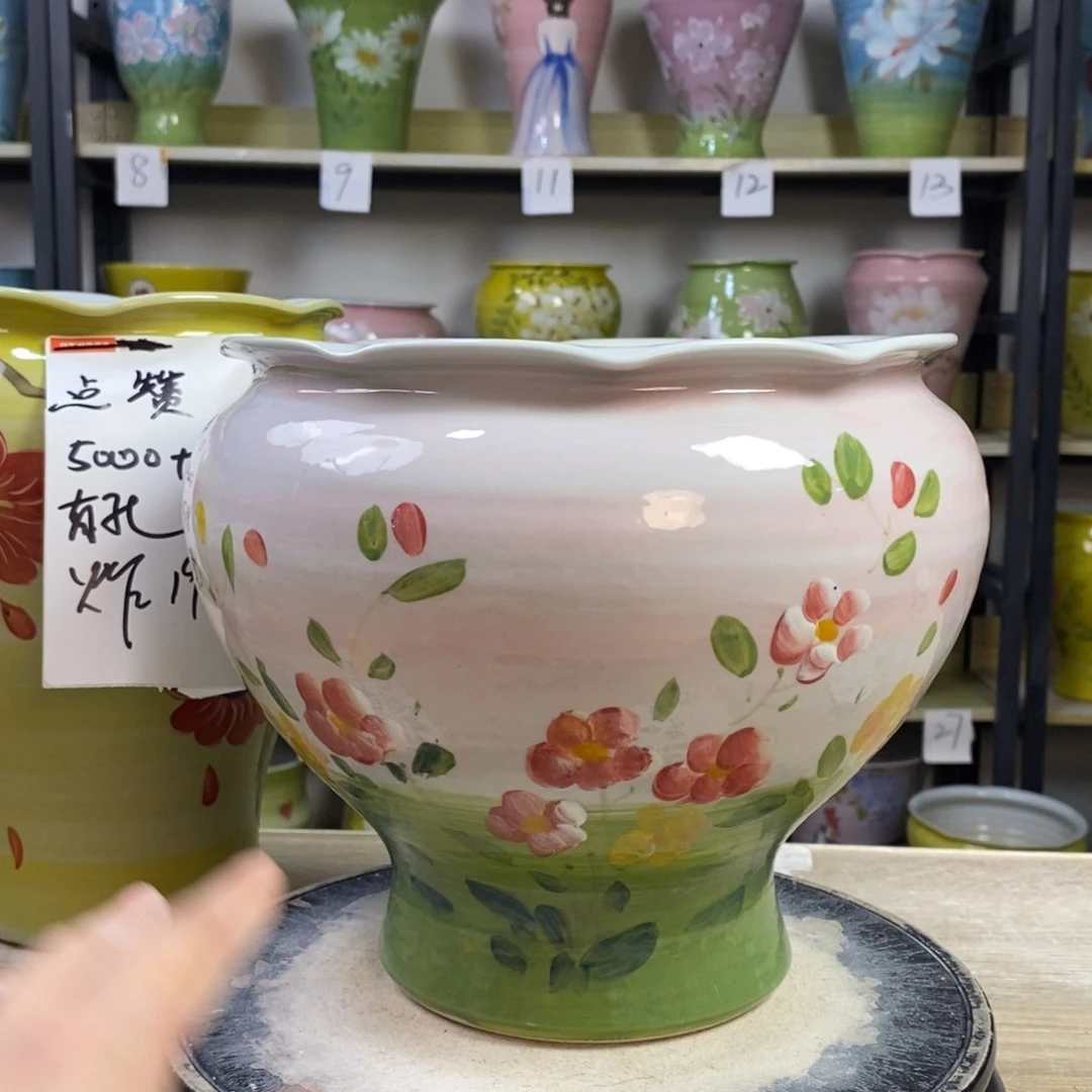 景德镇手工手绘陶瓷花盆