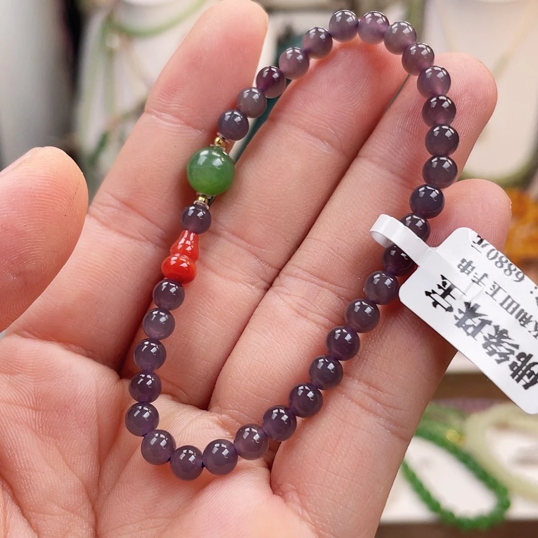 18K金镶嵌手链和田玉5