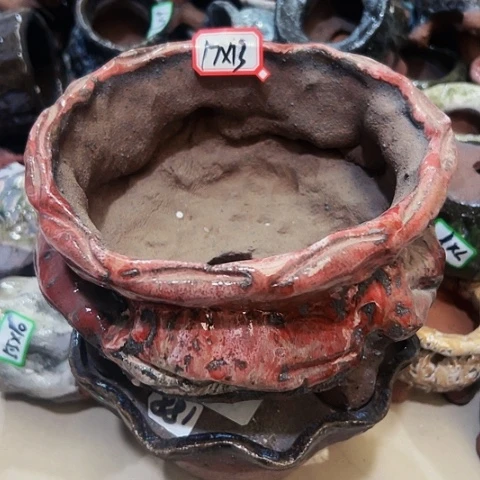 红陶粗陶花盆手工