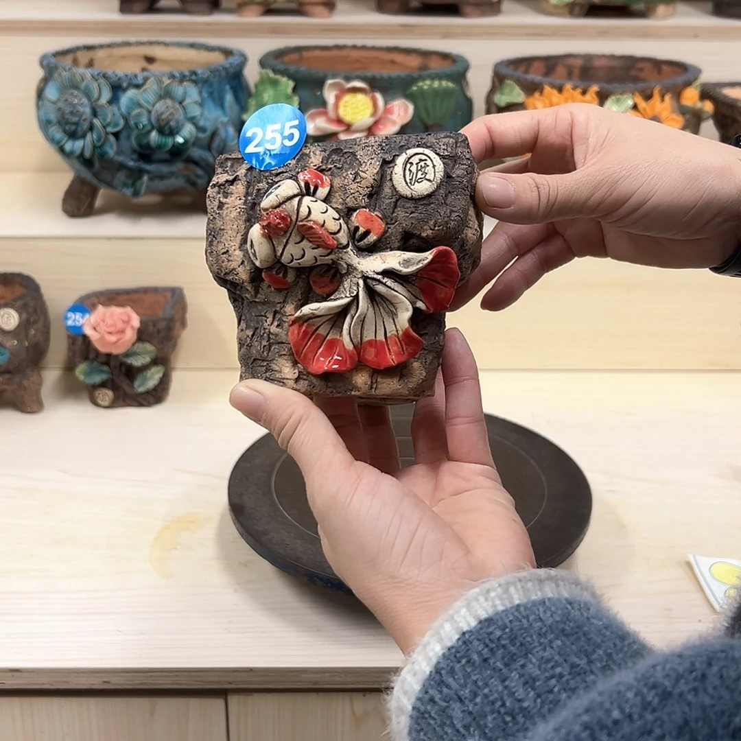 紫砂花盆255号内囗8.5×7外高10