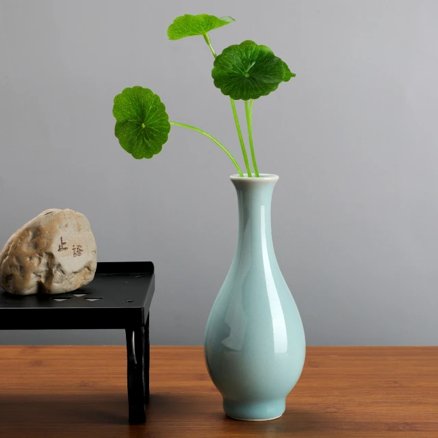 亲居玉瓶梅青瓷花瓶客厅桌面茶室装饰摆件插花创意陶瓷水培花器