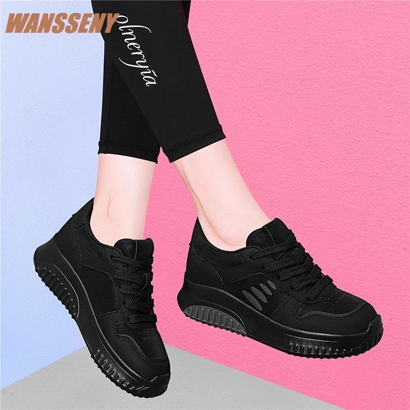WANSSENY2025年真皮软底休闲鞋秋季百搭耐脏平底鞋网红轻便旅游鞋