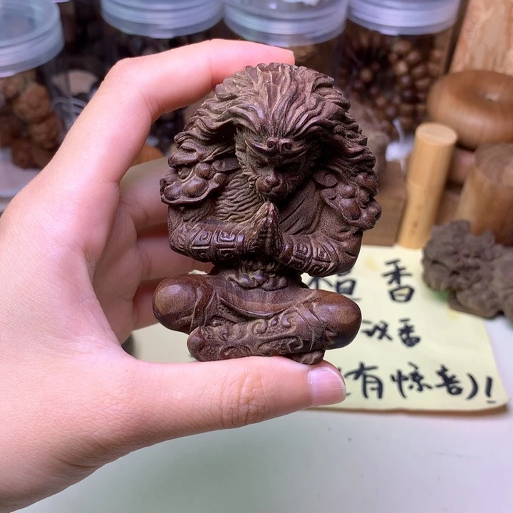 檀香木无事牌黑*檀香悟空摆件