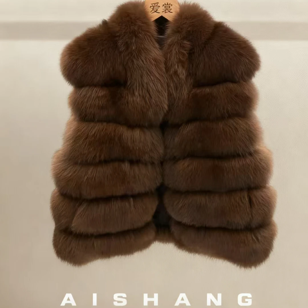 【AS】2025秋冬新款狐狸毛立领马甲“告白气球”款