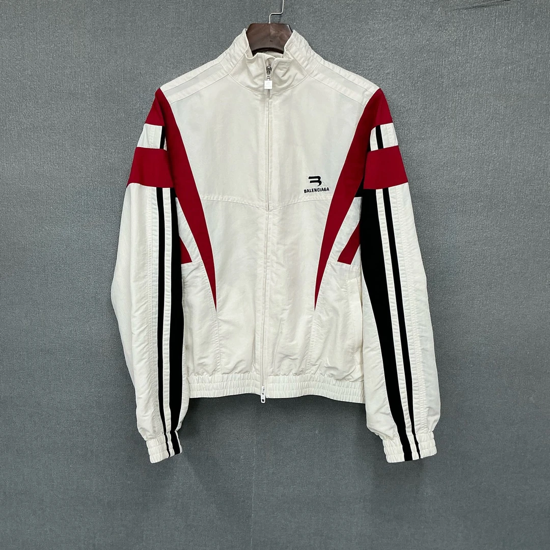 99新 Balenciaga/巴黎世家 双钩刺绣校服拼接夹克外套xs码