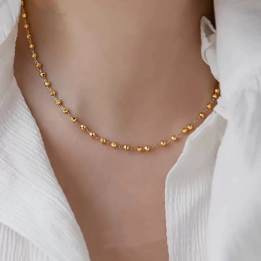 钛钢项链 XL-590新款气质复古小众闪亮球珠高级感颈链