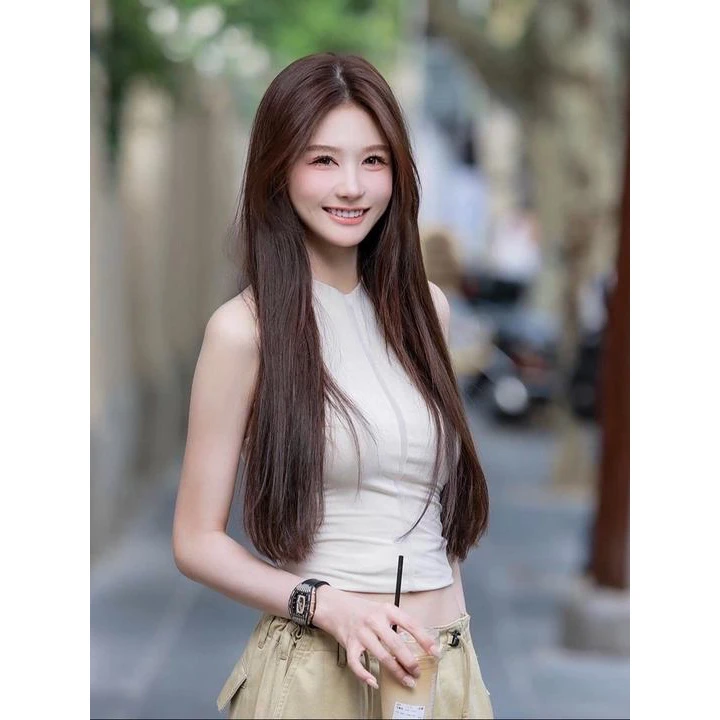 2025夏季新款简约风纯色背心无袖修身女显瘦复古高腰工装裤两件套