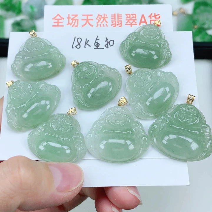 翡翠挂件18K金镶嵌多样性发其1