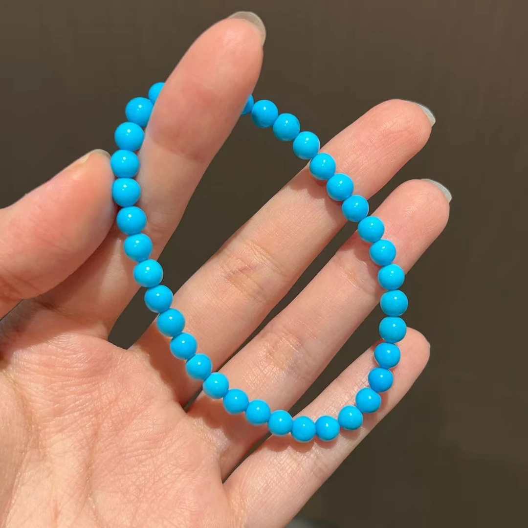 福余珠宝天然美国绿松石手串高瓷高蓝绿松石手串手链绿松石配饰