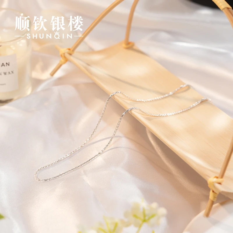 顺钦银楼 链子足银 【波光明项链】项链轻奢时尚银链子