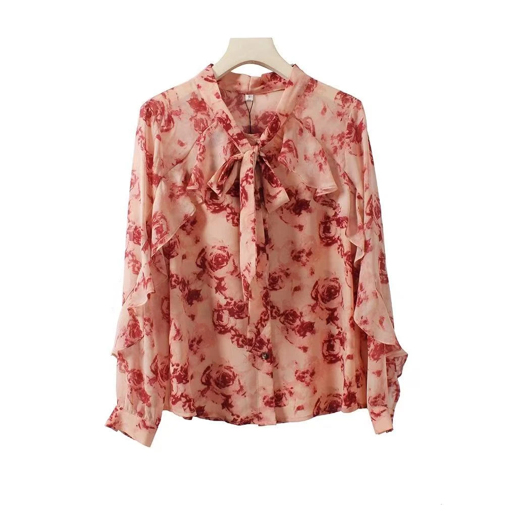 阿芝专属【F931】新款雪纺碎花小衫气质时尚修身显瘦小衫