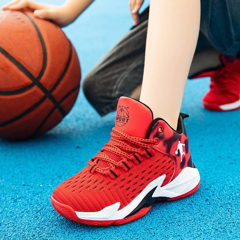 领跑乔丹球鞋儿童鞋春秋网面透气轻便跑步鞋中大童软底防滑篮球鞋