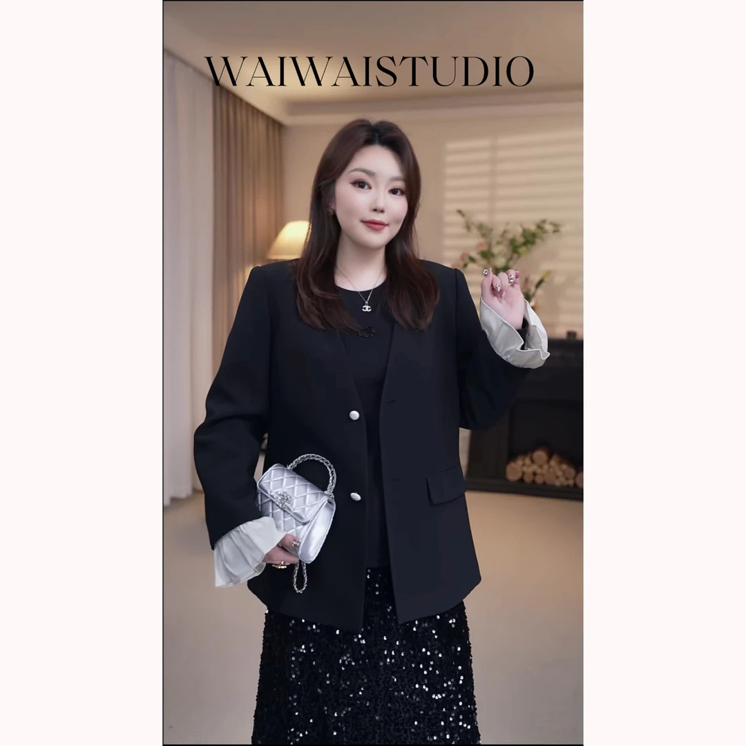 【风度】显瘦高级百搭袖口可拆卸V领西装外套 25S016