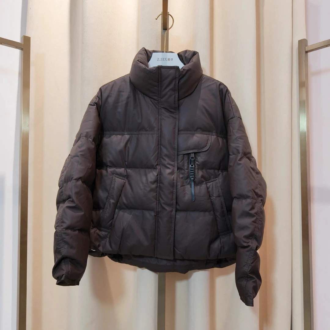 麦寻女装冬季新款YRSZS04A巧克力色短款宽松面包羽绒服保暖外套女