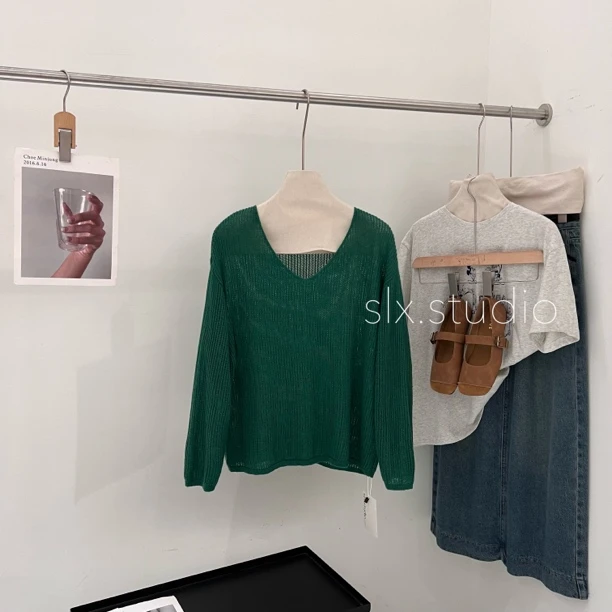 slx@ 6666 V领针织上衣