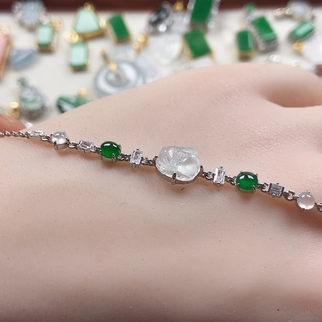 翡翠银S925镶嵌手链