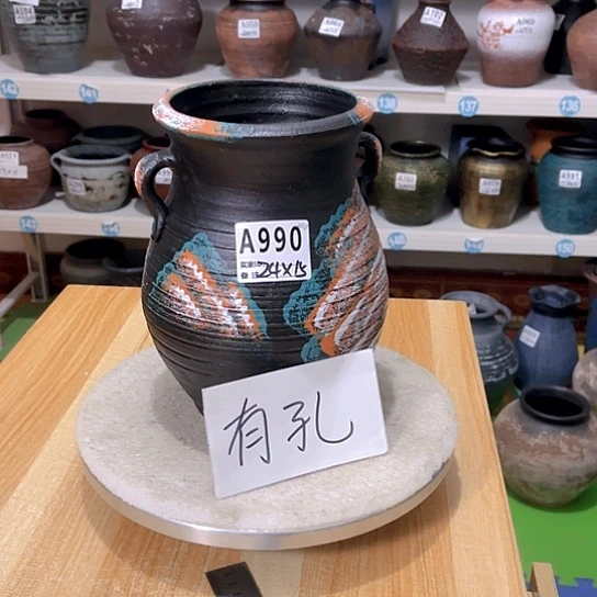 红陶手工制作工艺花盆