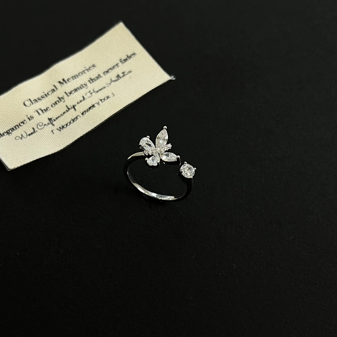 铜合金锆石戒指 轻奢【与蝶共振】蝴蝶戒指1163