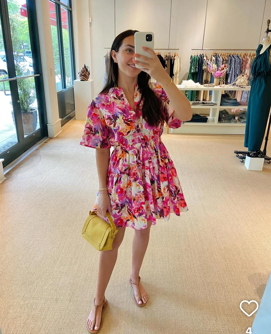 Soyinkala 花卉短袖连衣裙 2色