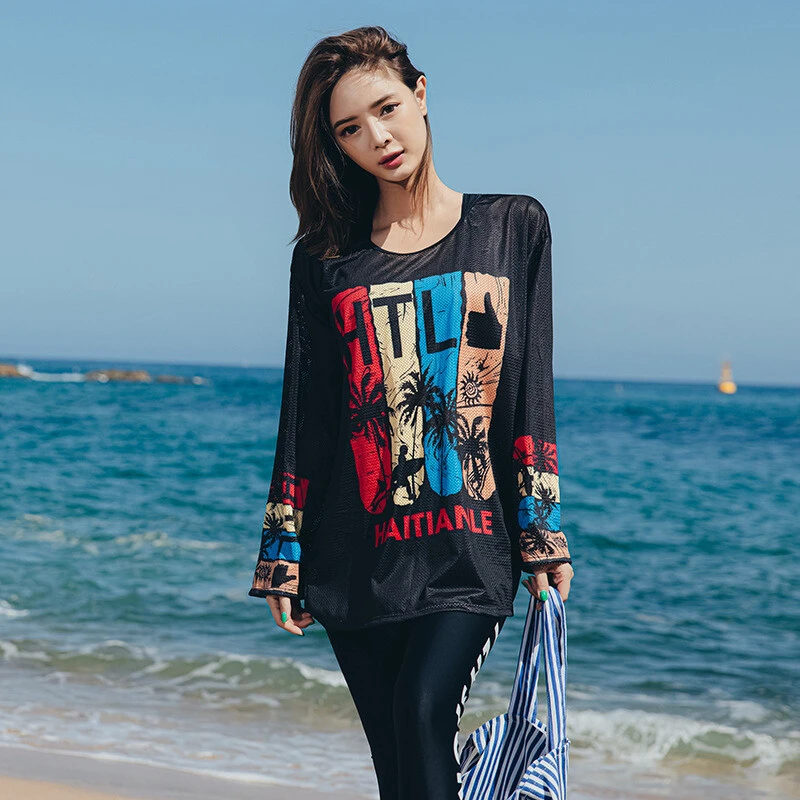 泳衣女夏分体四件套运动学生保守新款遮肚显瘦温泉游泳装