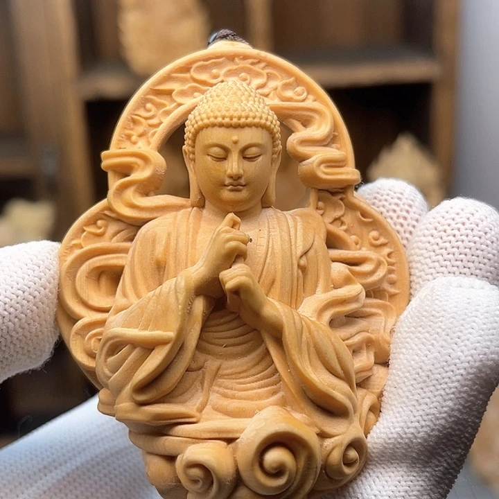 大日如来挂件黄杨木