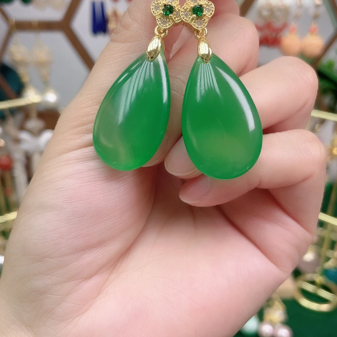 玛瑙/玉髓合金耳饰