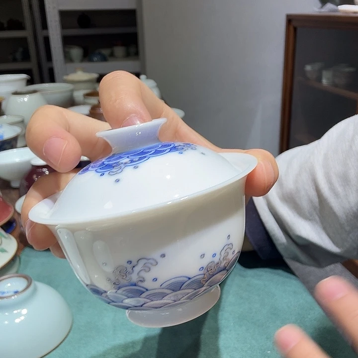 薄胎青花盖碗容量110