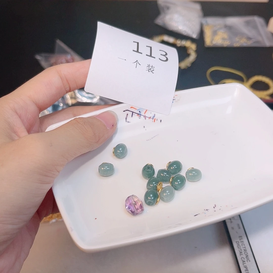 水晶珠宝半成品银S925镀金镶嵌113