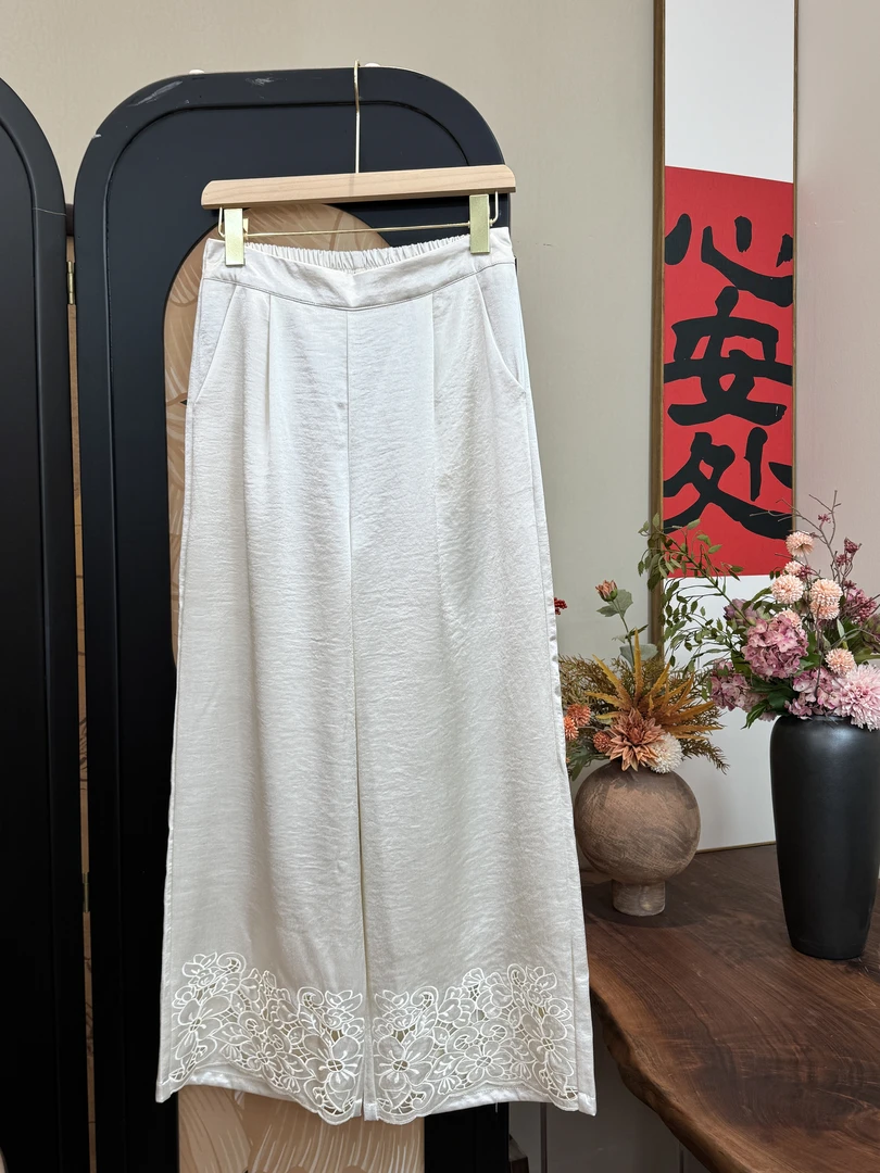 【遛弯裤】夏季新款国风阔腿裤女松紧腰显瘦百搭新中式高腰