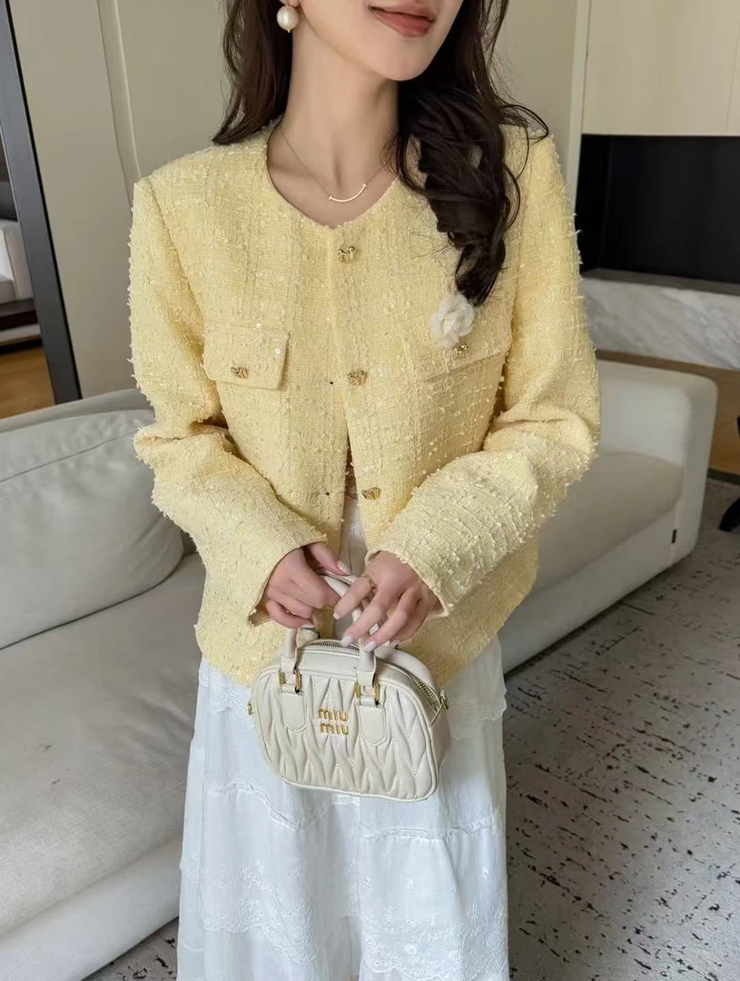 高品质抗起球法式甜美小香风遮肉显瘦外套