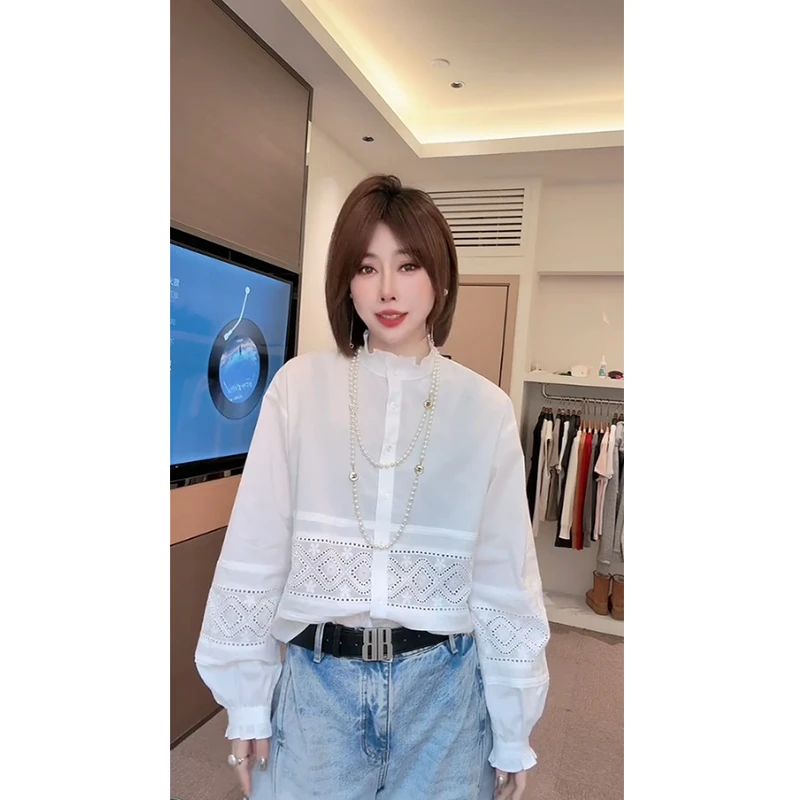 新款民族风花苞袖衬衣休闲百搭