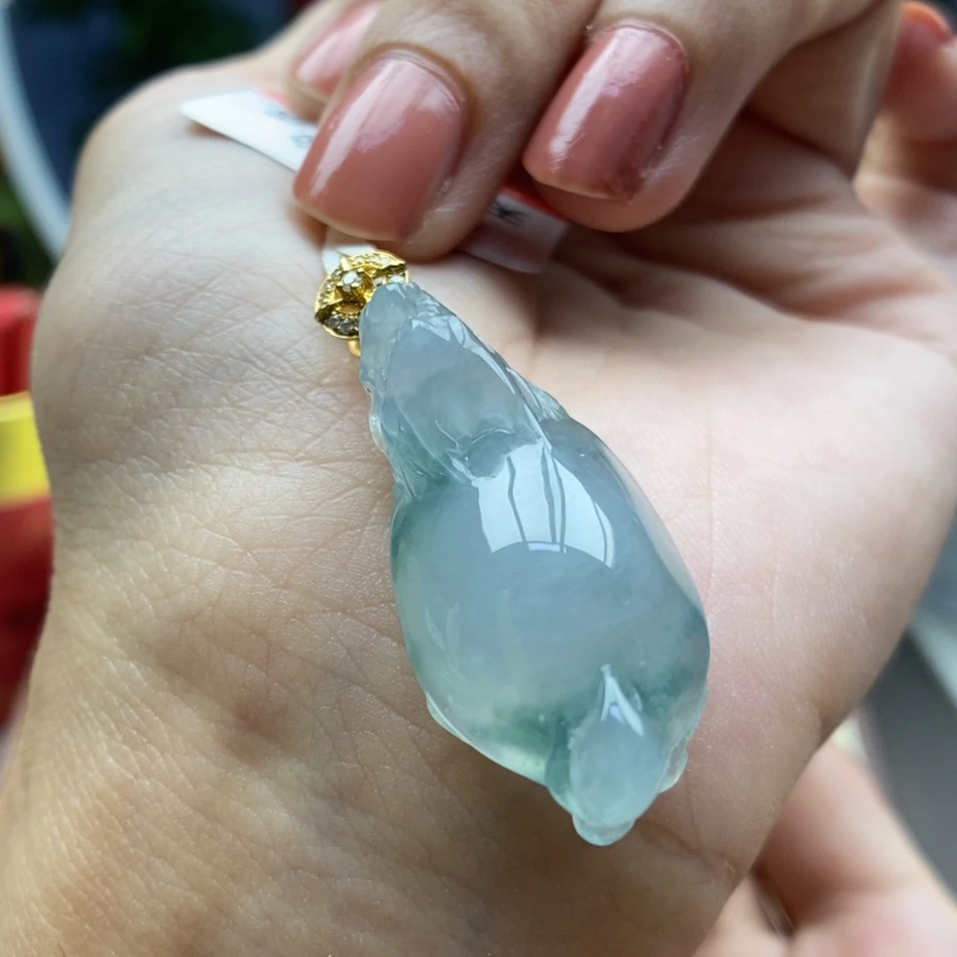 颈饰18K金镶嵌翡翠吊坠53