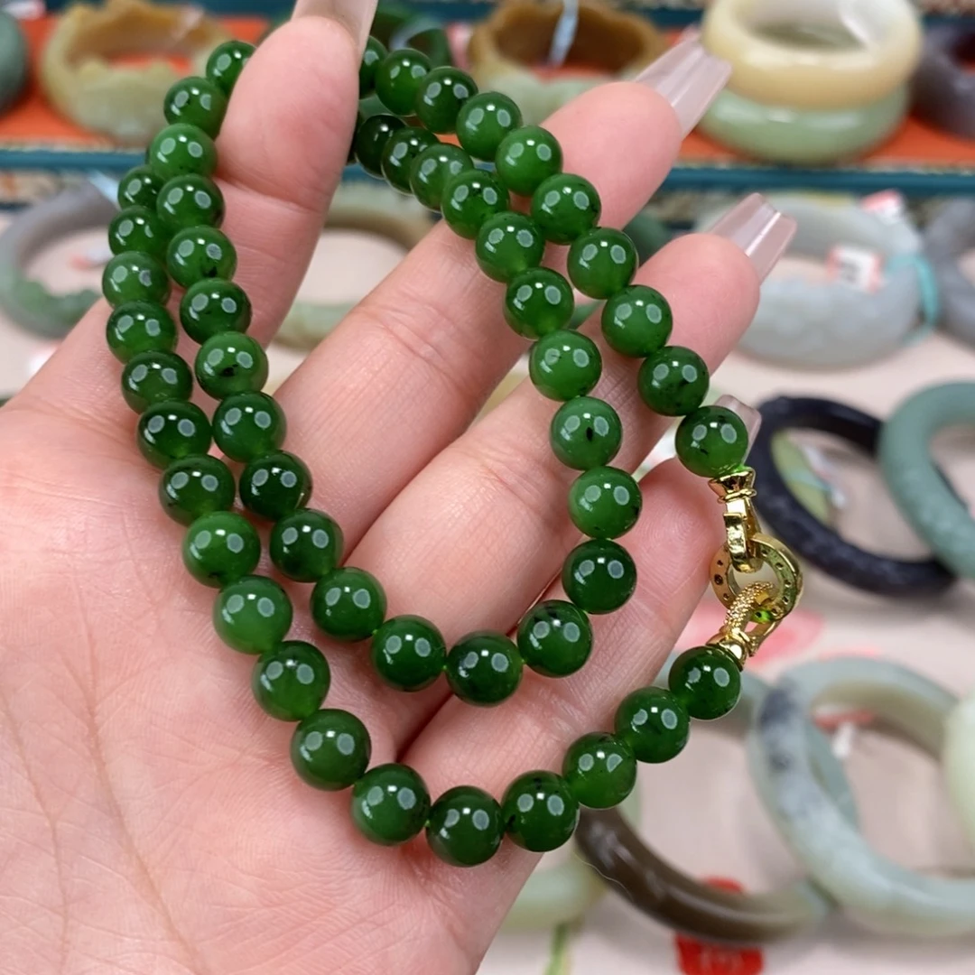 和田玉未镶嵌手镯卡8珠子回流