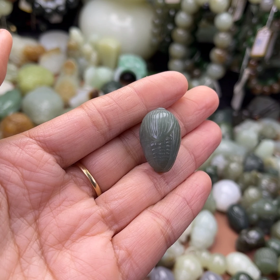 和田玉足银镶嵌吊坠(不含链)