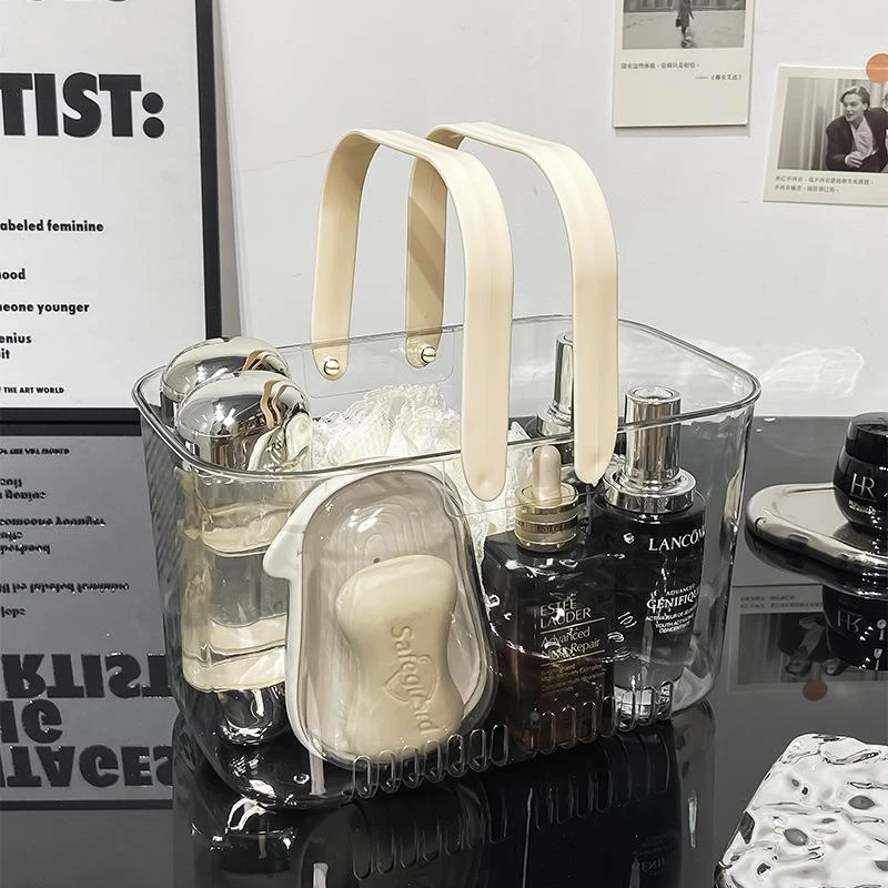 洗澡时用的大容量透明手提式沐浴洗漱物品收纳筐可装手床头收纳篮