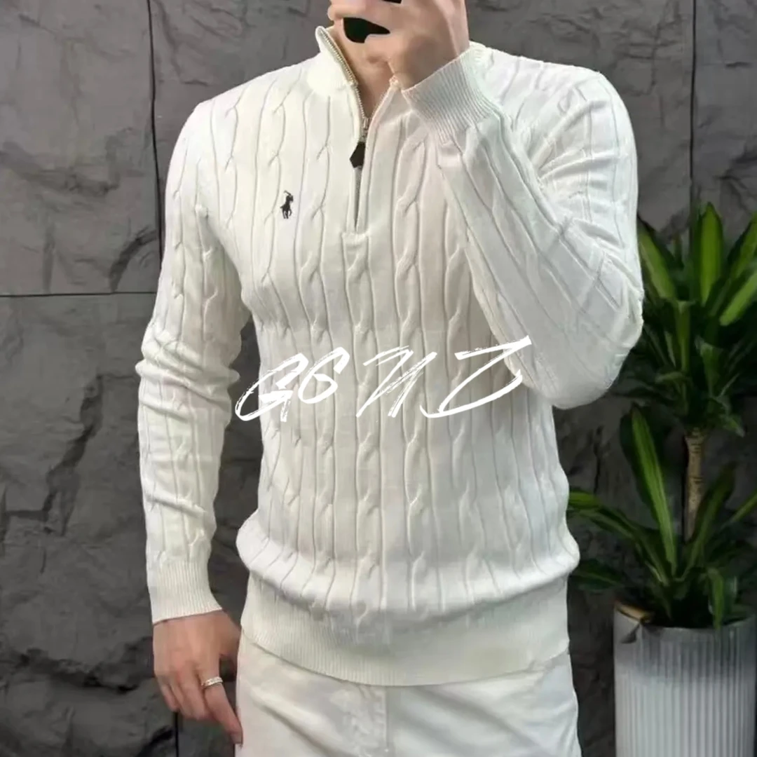 主播专属-秋冬轻奢高品质拉链POLO针织毛衣修身百搭长袖针织衫