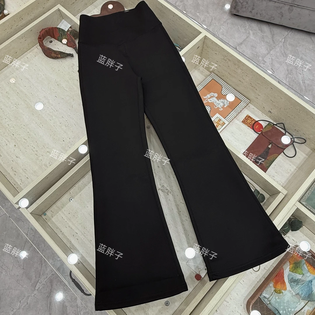 杨幂秋冬美腿裤加绒保暖显瘦羊绒桑蚕丝微喇裤秋冬高腰收腹休闲裤