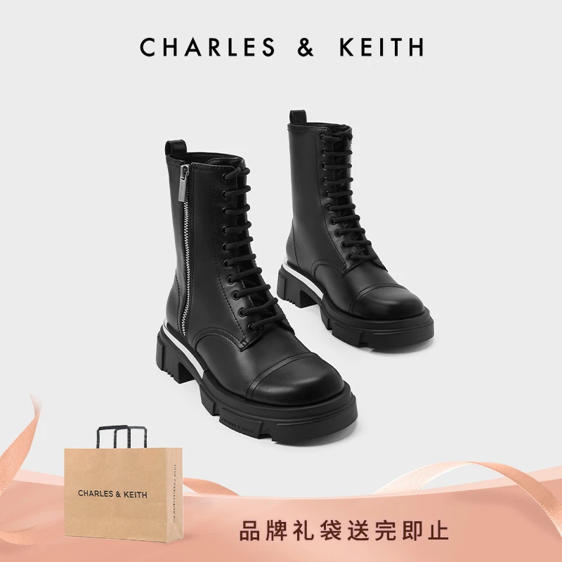 CHARLES & KEITH女士英伦风增高机车马丁靴女靴 CK1-90920125